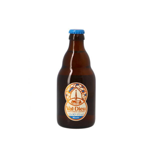 Val Dieu Blond met ingeschonken Val Dieu bierglas