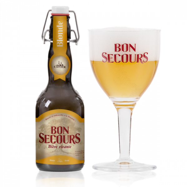 Bon Secours Blond met ingeschonken Bon Secours bierglas