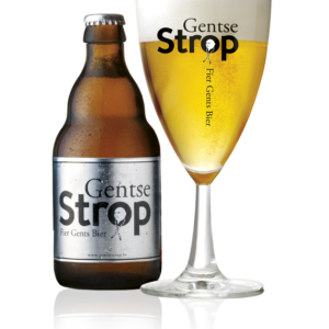 Speciaalbier Gentse Strop met ingeschonken Gentse Strop bierglas