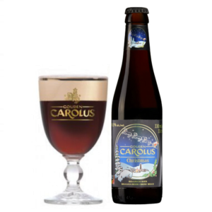 Speciaalbier Gouden Carolus Christmas met ingeschonken Gouden Carolus bierglas