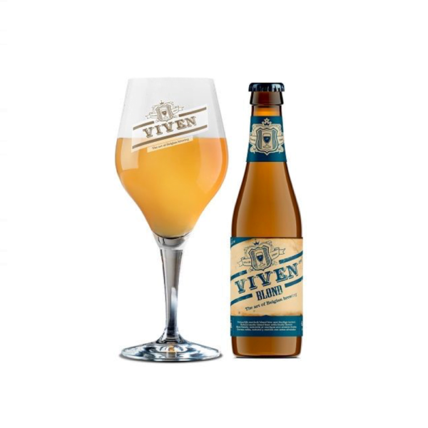 Speciaalbier Viven Blond met ingeschonken Viven bierglas