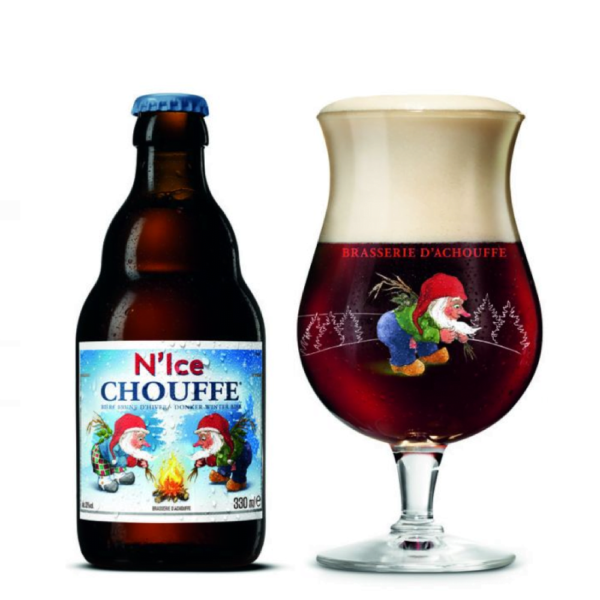 Speciaalbier N'Ice Couffe met ingeschonken Chouffe bierglas