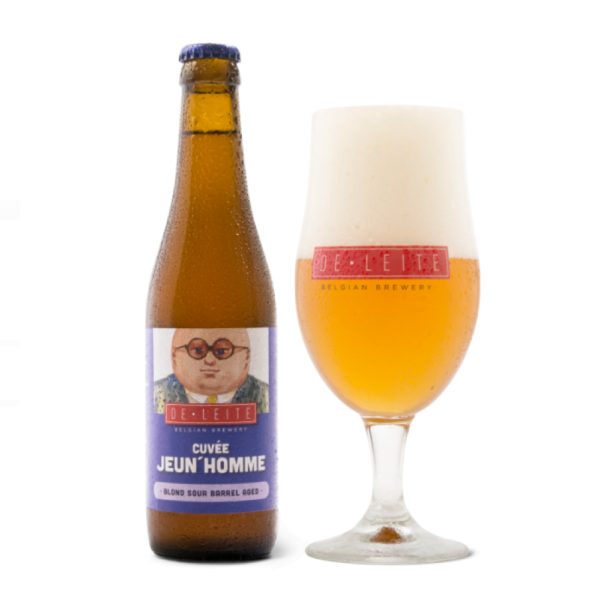 Speciaalbier Cuvee Jeun'Homme met ingeschonken bierglas De Leite