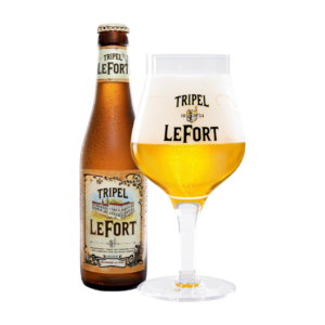 Bierfles Tripel LeFort met ingeschonken bierglas