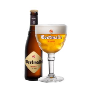 Westmalle tripel met ingeschonken bierglas